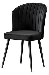 Set 4 scaune RUBI, negru, stofa catifelata/metal, 52x42x85 cm