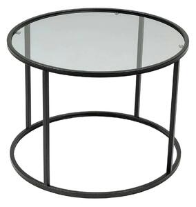 Masuta cafea STARTIS, transparent/negru, sticla/metal, 60x60x45 cm
