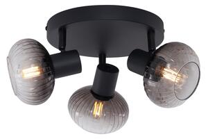 Spotlight modern pentru tavan negru cu sticlă fumuriu rotundă 3 lumini - Teddy