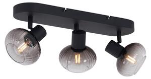 Spotlight plafon rotund negru cu sticlă fumuriu 3 lumini - Teddy