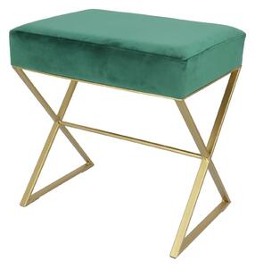 Bancuta eleganta din catifea cu baza metalica aurie, design modern 51x35x53 cm - VERDE SMARALD - baza metalica aurie - 51x35x53 cm