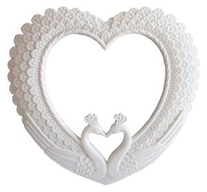 Oglinda decorativa eleganta de perete Pufo Romantic Love, 42 cm, alba