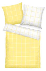 Lenjerie de pat din bumbac Tom Tailor Light Lemon & Crisp White, 200 x 220 cm, 2 buc 80 x 80 cm