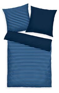 Lenjerie de pat din bumbac Tom Tailor Dark Navy & Cool Blue, 135 x 200 cm, 80 x 80 cm