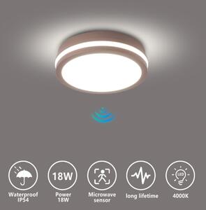 Brilagi - Lampă LED de exterior cu senzor BENE, LED/18W/230V, diam. 21,5 cm, maro, IP54