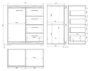 Set de mobilier SIMPLE Beton Millennium/Alb Luciu - VITRINĂ RAFTURI SUSPENDAT COMODĂ PENTRU LIVING