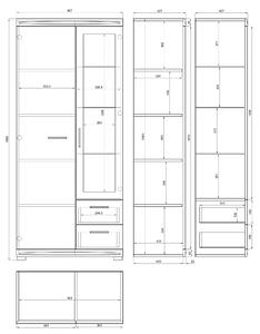 Set de mobilier SIMPLE Beton Millennium/Alb Luciu - VITRINĂ RAFTURI SUSPENDAT COMODĂ PENTRU LIVING