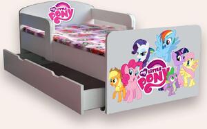 Pat copii Little Pony cu manere Mic 2-8 ani Cu sertar Fara saltea