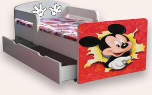 Pat copii Mickey Mouse cu manere Mic 2-8 ani Cu sertar Cu saltea