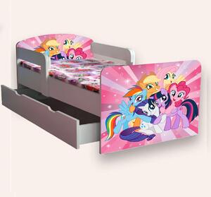 Pat copii Little Pony cu manere varianta 2 Mic 2-8 ani Cu sertar Cu saltea
