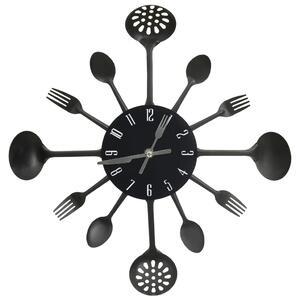 Ceas perete cu model lingură/furculiță, negru, 40 cm, aluminiu