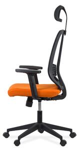 Scaun ergonomic de birou din plasă neagră, cu tetieră și brațe reglabile OFF 402 portocaliu