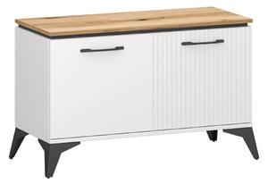 Pantofar de hol VELUTTO, alb/stejar, PAL, 91x39x55 cm