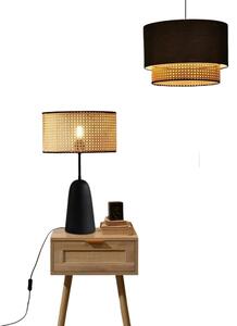 Set lustra si lampa AYD-3742, negru/bej, metal/ratan