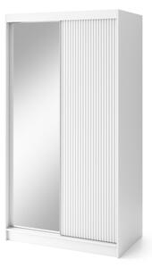 Dulap cu ușă glisantă BIAMO 2 cu oglindă, 120x220x60, alb/alb mat