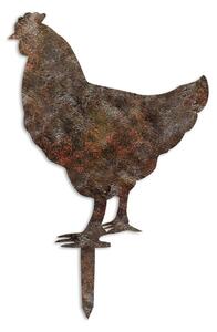 Decoratiune gradina CHICKEN A-01, maro, metal, 42x49 cm