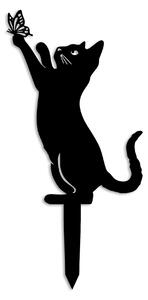 Decoratiune gradina CAT 01, negru, metal, 24x34 cm