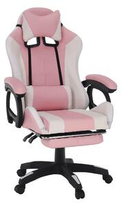 Fotoliu birou Juventa (cu RGB iluminat LED) (roz + alb). 1040137