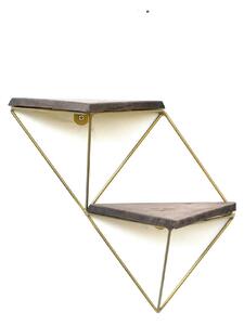 Set 2 polite WR075, stejar inchis/auriu, lemn/metal, 30x13x33 cm