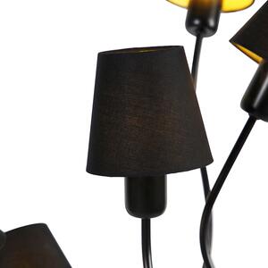 Lampă de podea de design neagră 5 lumini cu abajur cu clemă - Wimme