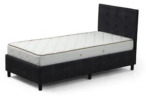 Pat HIRA 90x190, stofa clasica gri antracit, cu saltea si suport salte
