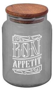 Borcan cu capac 503HRN1186, transparent/maro, sticla/lemn, 890 ml