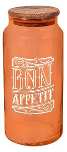 Borcan cu capac 503HRN1187, portocaliu/maro, sticla/lemn, 1400 ml