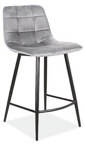 Scaun de bar gri MILA VELVET cu picioare negre