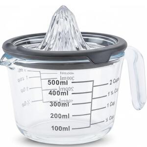 Cana gradata de masurare Pufo din sticla cu maner si storcator pentru citrice, 500 ml
