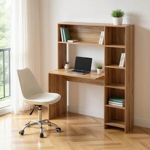 Birou Janson Pakoworld cu bibliotecă, culoare stejar, 113.2x40x141.8 cm
