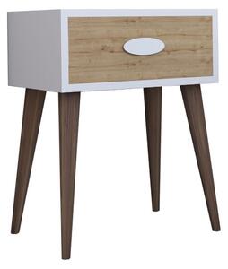 Noptiera Labow Walnut-Alb 45x30x57.5 cm