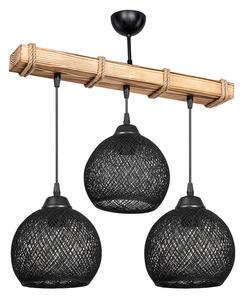 Lustra cu trei lumini PWL-1120, E27 negru-natural, 50x20x63 cm