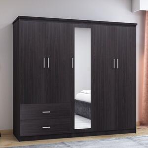 Dulap Olympus Cu 5 Uși Și Sertare + Oglindă Culoare Wenge 198x57x183 cm