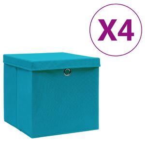 Cutii depozitare cu capace, 4 buc., albastru, 28x28x28 cm