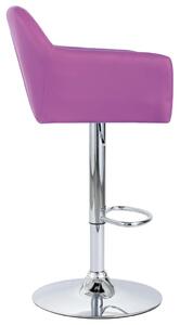 Scaun de bar cu brațe, violet, piele ecologică