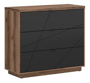 Comodă Fivale 118Negru mat, Stejar Delano închis, Cu sertare, 93x106x43cm