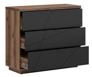Comodă Fivale 118Stejar Delano închis, Negru mat, Cu sertare, 9x11x4cm