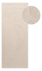 Covor tip traversă în culoare naturală deschisă țesut manual din lână 80x300 cm Calmio – Hanse Home