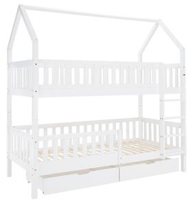 Pat etajat pentru copii 90 cm Virtuoso (alb) (cu somieră) (cu sp. depozitare). 1116555