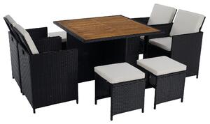 Set mobilier ratan de grădină Milford (negru + crem + natural). 1119461