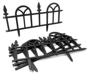 Gard de gradina decorativ, plastic negru, set 4 buc, 60x32 cm
