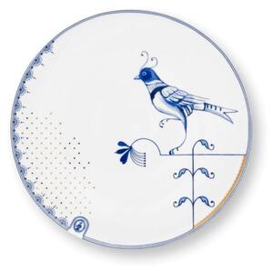Farfurie din porțelan, Pip Studio, White, 25.5 cm, colecția Pip & The Blue Bird