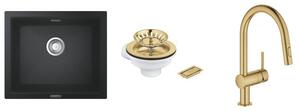Set baterie bucătărie Grohe Minta 32321GN2, chiuvetă din granit Grohe K700 31654AP0, 40997GN0