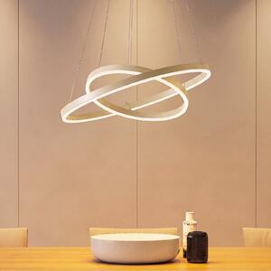 Arcchio Lampă suspendată LED Albiona, bej, 2 inele, Ø 60 cm, reglabil, Bej, Bucătărie, Metal, Modern
