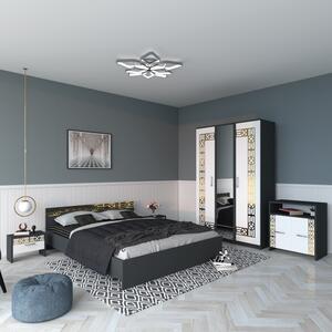 Dormitor Eva Gri Cu Oglinda + Comoda Tv 180x200