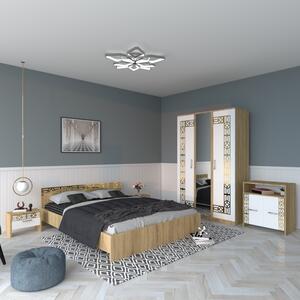Dormitor Eva Sonoma Cu Oglinda + Comoda Tv 180x200