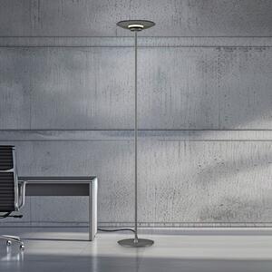 PURE Lampadar LED Moon, platină, sticlă fumurie, 180 cm, reglabil, Gri, dormitor, Aluminiu, Modern