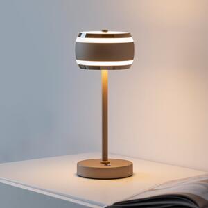PURE Lampa de masă cu baterie Falling Rings, bronz/crom DARK, CCT, reglabil, Bronz / Alamă Veche, dormitor, Plastic, Modern