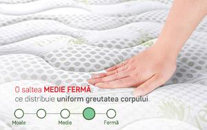 Saltea ortopedica Aloe Vera Dual Confort, 90x200x25cm, Memory 4 cm, 7 zone de confort, reversibila, fermitate medie