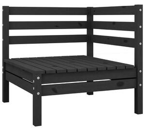 Canapea de colț pentru grădină, negru, lemn masiv de pin